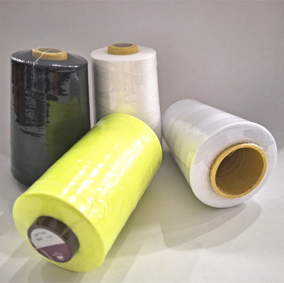 Fios de costura brancos / pretos brilhantes, fios de costura de poliéster espumado branco bruto