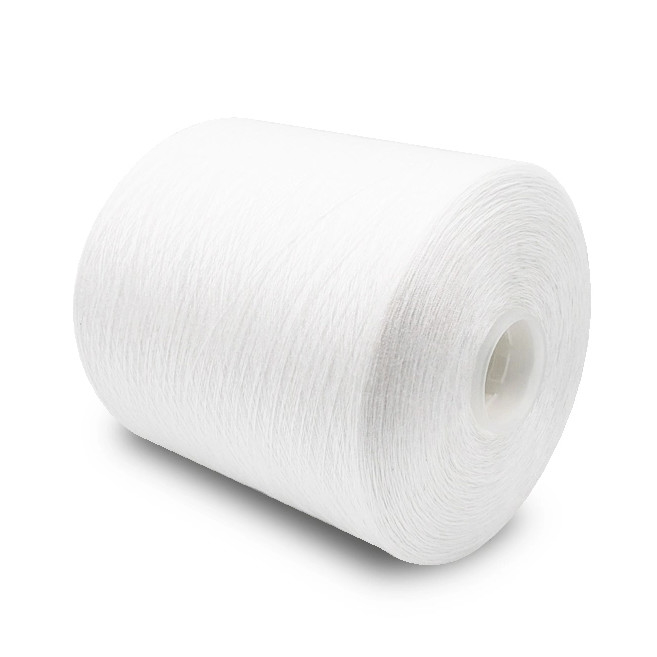 2025 Venda Quente de Alta Qualidade 60/2 Branco em bruto 100% Poliéster Spun Yarn 1.25kgs/cone